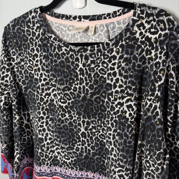 Rafaella Weekend Womens Knit Top 3X Animal Southwest Design Gold Embellishments - Picture 3 of 12